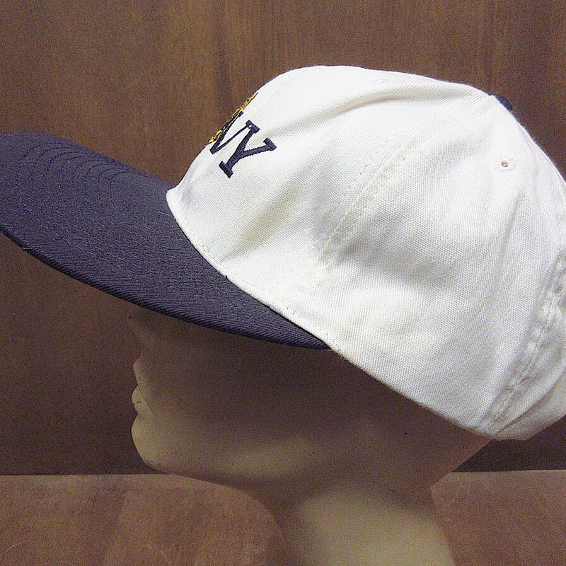 ビンテージ80's90's○University Square NAVY刺繍入りキャップ白○2