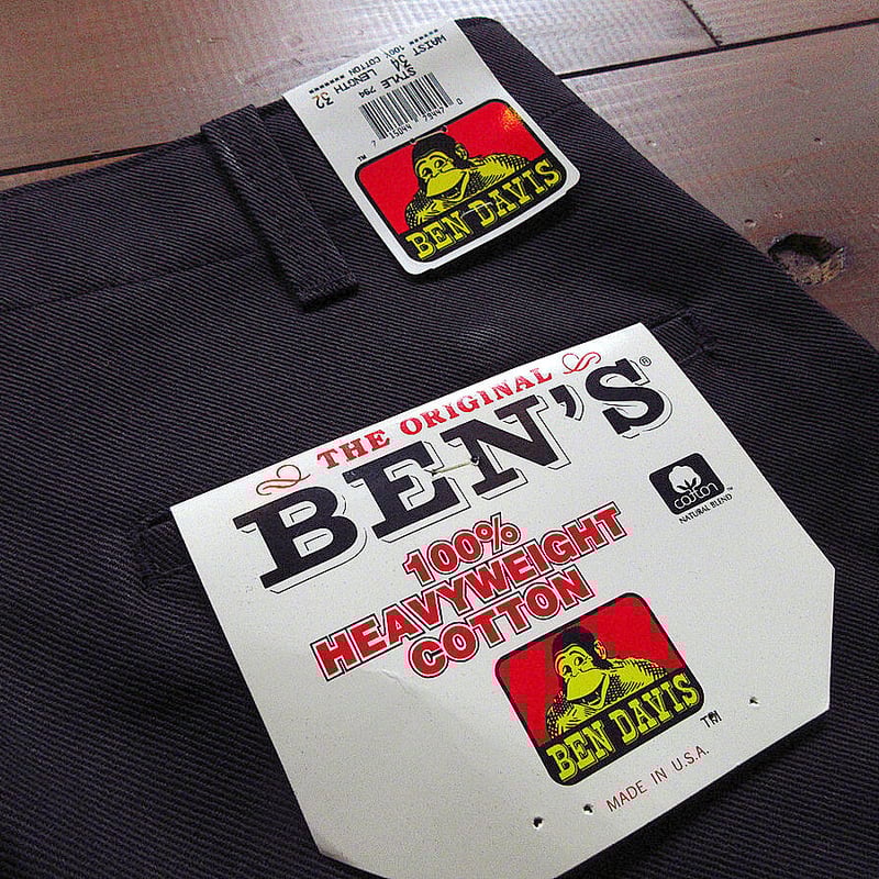 ビンテージ90's○DEADSTOCK BEN DAVISワークパンツ黒表記W34 L32○2