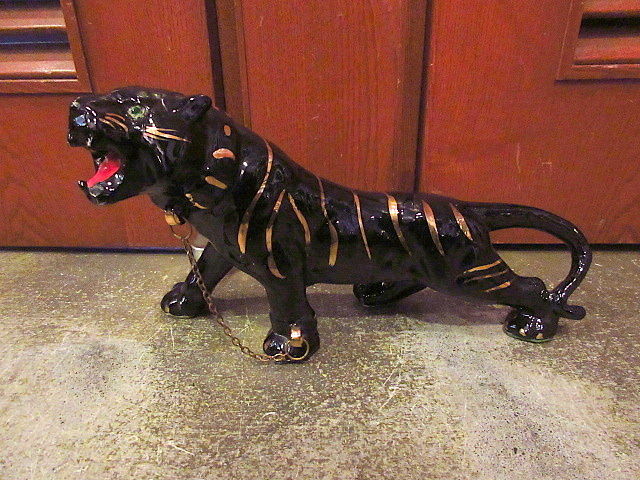 ビンテージ50's○ブラックタイガーセラミックオブジェ○200620s3-obj