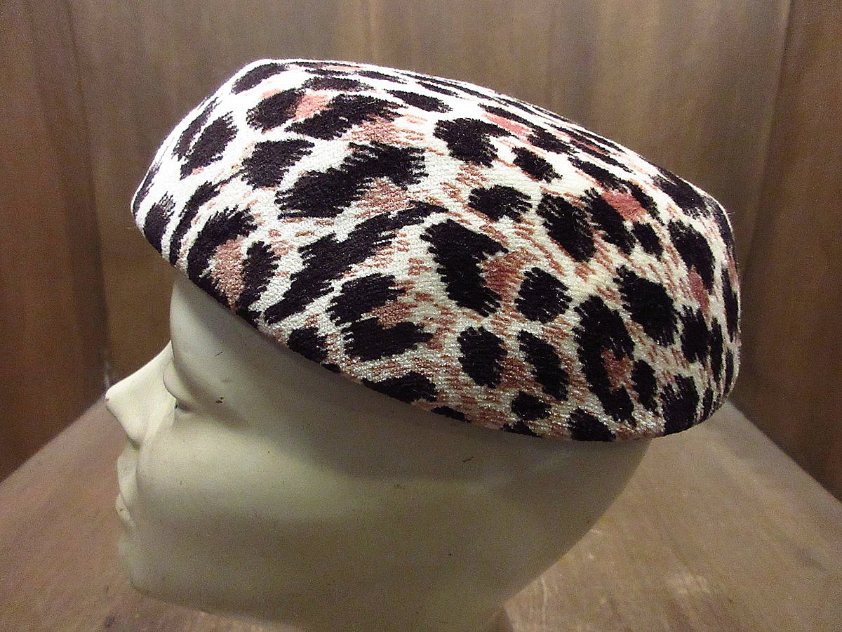 美品60's 70'sアンティークヴィンテージベレーレオパヒョウ/ca4la 美品60's 70'sアンティークヴィンテージベレーレオパヒョウ/ca4la