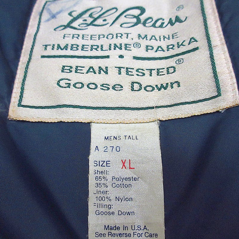 ビンテージ70's○L.L.Bean TIMBERLINE PARKAグースダウン ビンテージ70's○L.L.Bean TIMBERLINE PARKAグースダウン