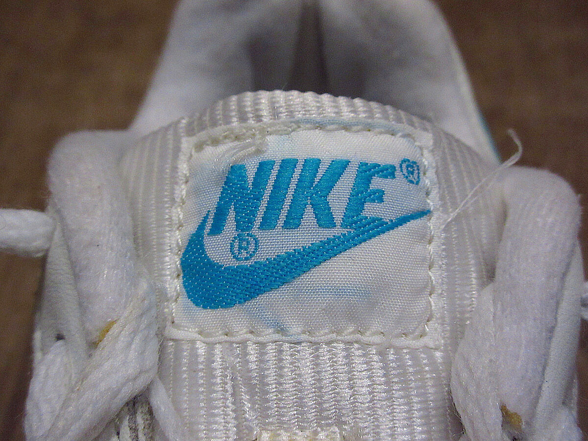 ビンテージ80's○NIKEレディースレザースニーカー白×水色7 1/2
