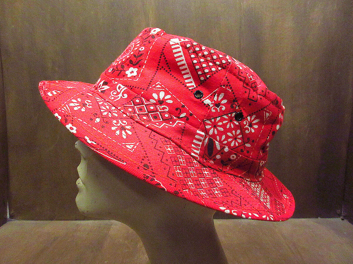 ビンテージ70s○JIFFYバンダナ柄ロールアップハット○230321k6-m