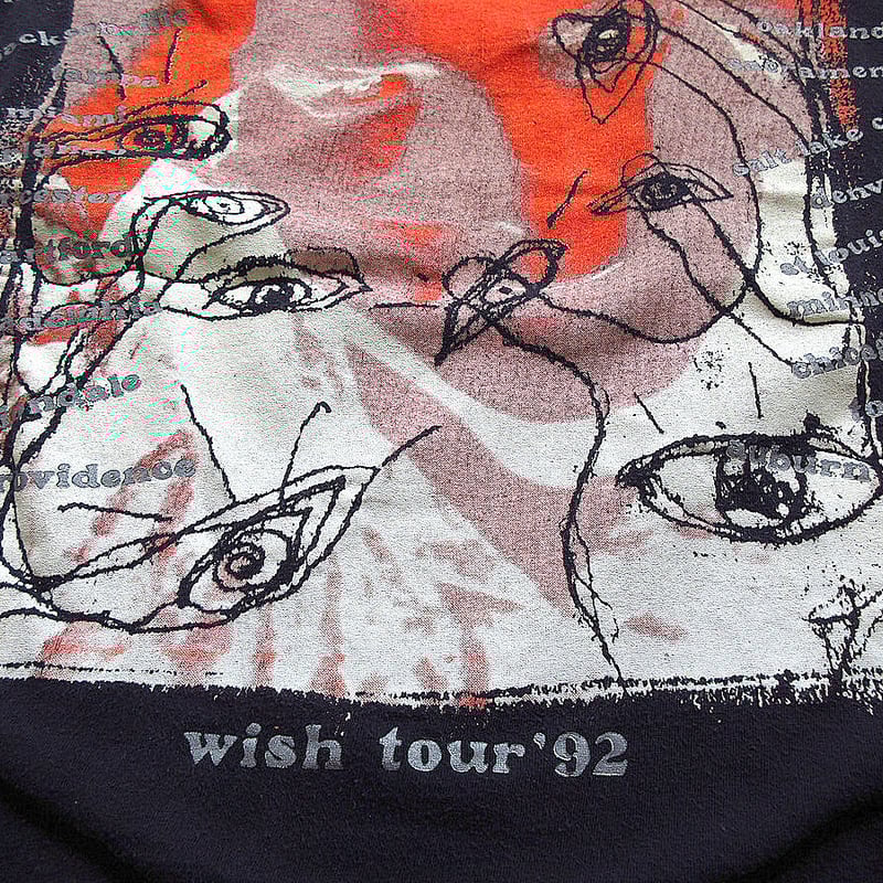 ビンテージ90's○The Cure Wish Tour両面プリントTシャツ黒 ビンテージ90's○The Cure Wish Tour両面プリントTシャツ黒