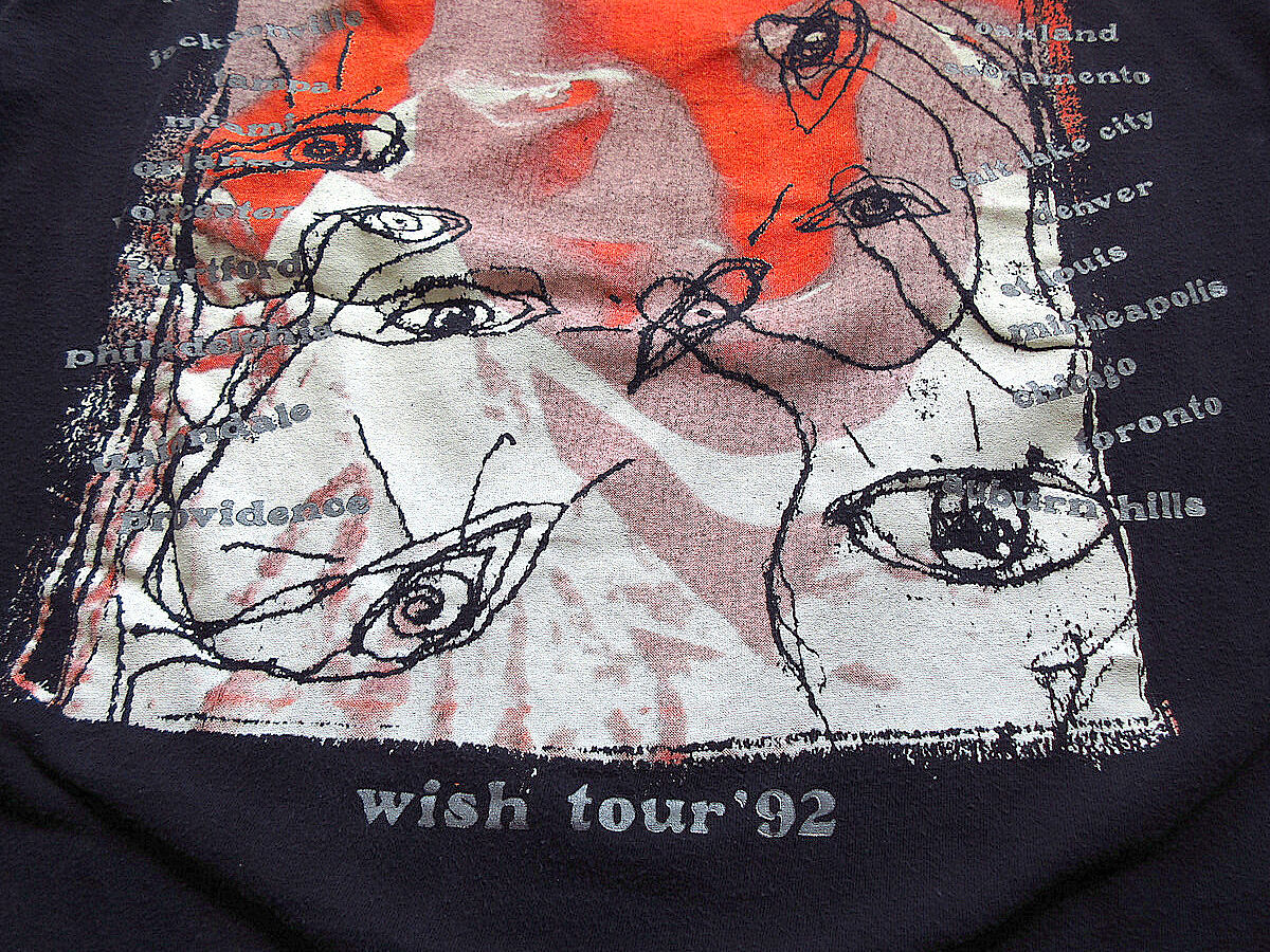 ビンテージ90's○The Cure Wish Tour両面プリントTシャツ黒○230714k