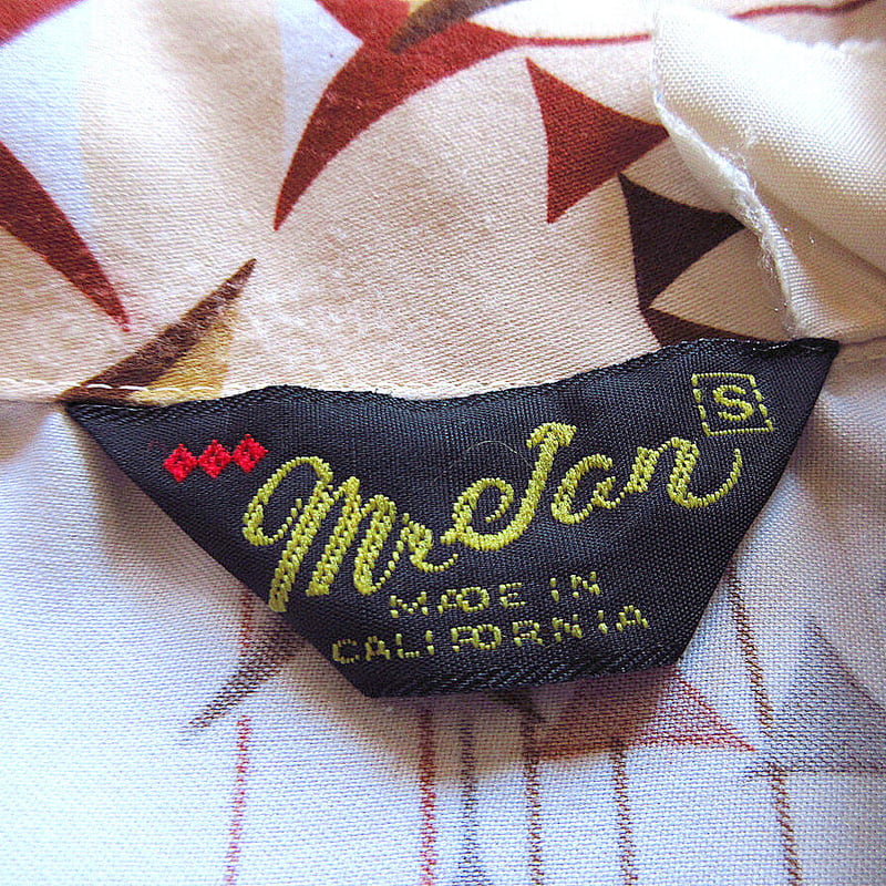 ビンテージ70's○Mr.Jan総柄オープンカラー長袖シャツsize S