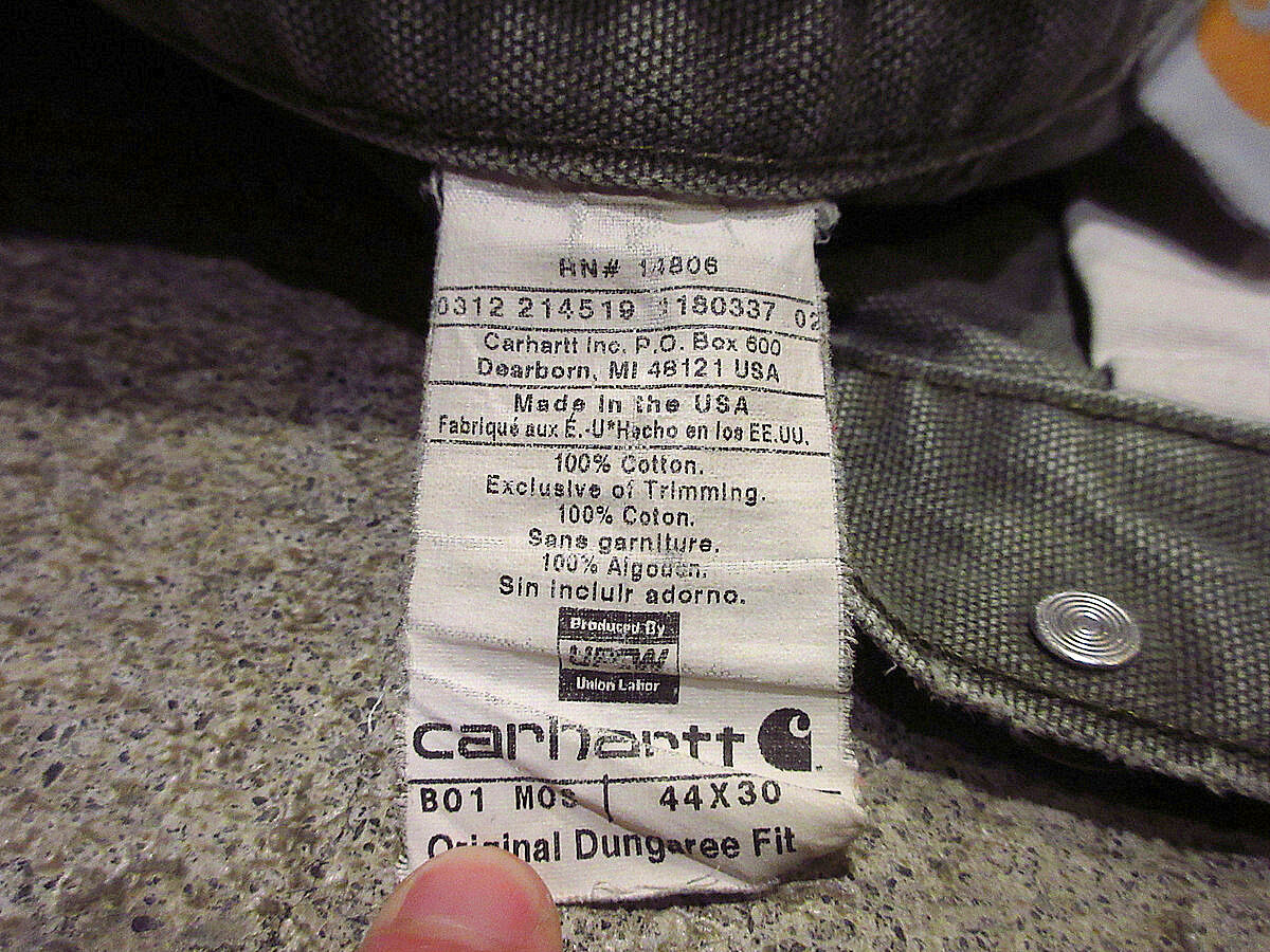 MADE IN U.S.A. Carharttサスペンダーボタン付きダブルニー