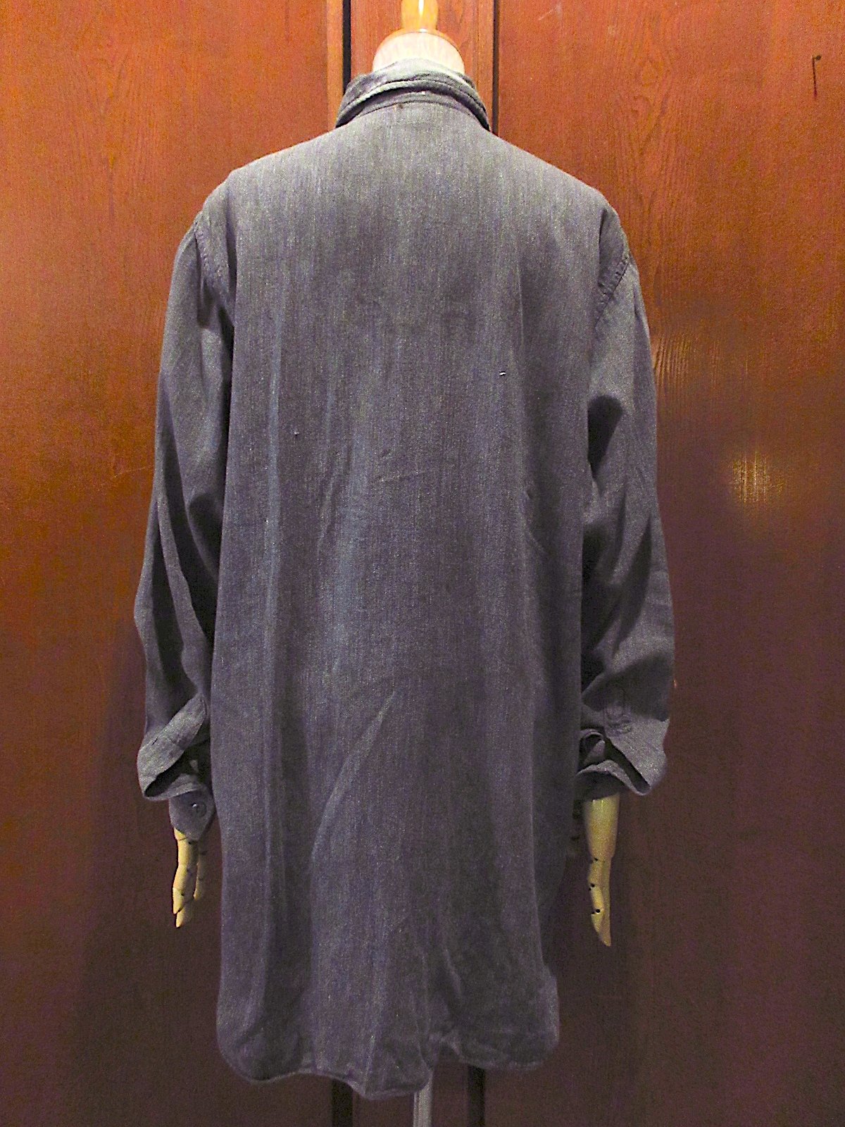 ビンテージ~40's○BLACK BEARマチ付きシャンブレーシャツ黒size M