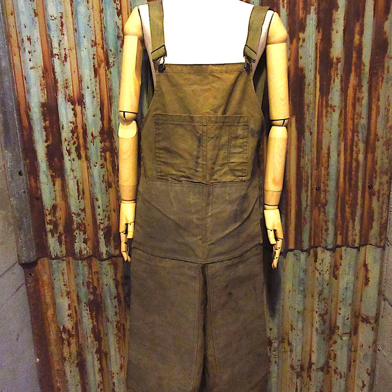ビンテージ40's50's○コットンキャンバスワークエプロン オリーブ