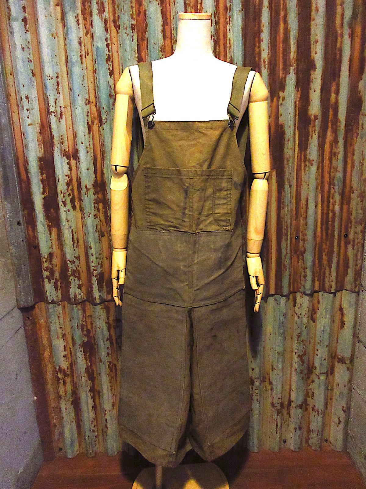ビンテージ40's50's○コットンキャンバスワークエプロン オリーブ