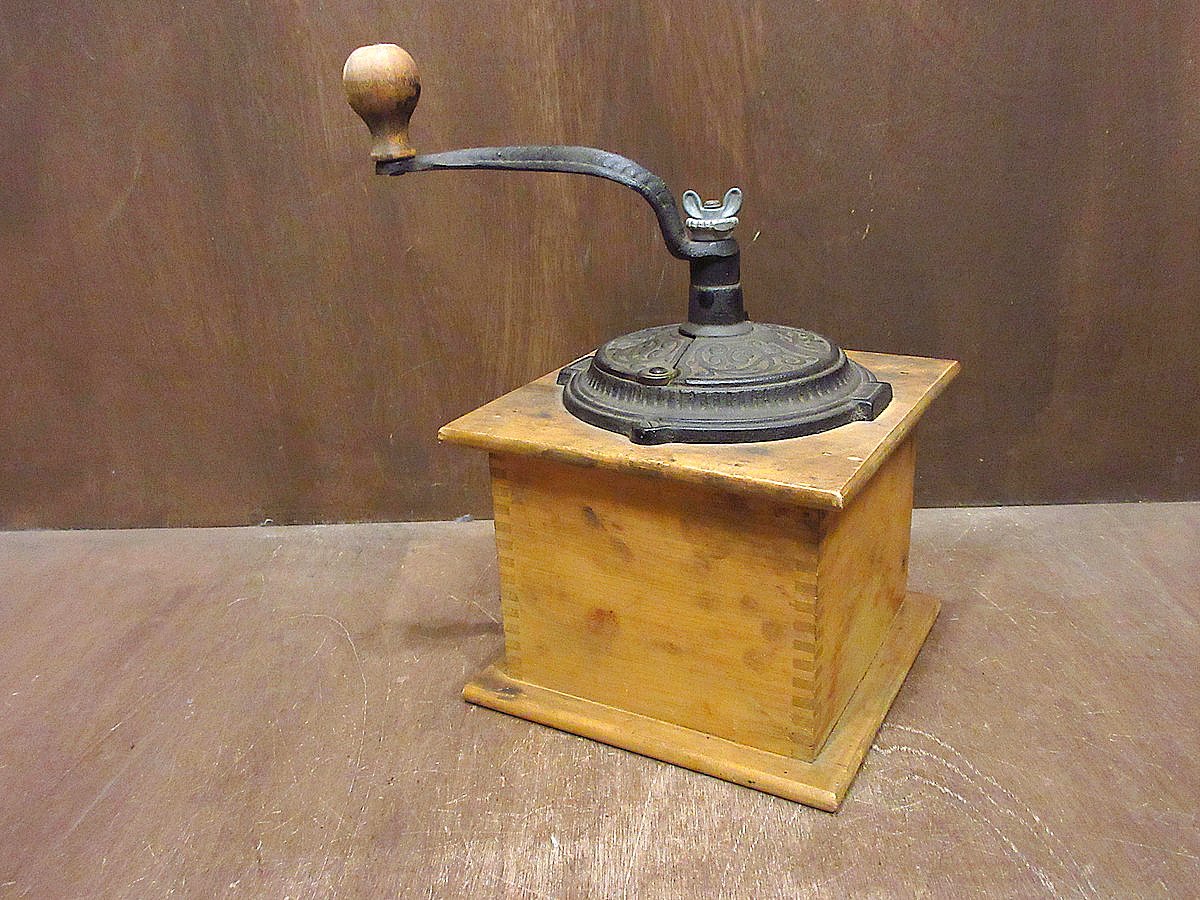 ビンテージ-1900's○ウッド×キャストアイアンコーヒーミル○231206j3