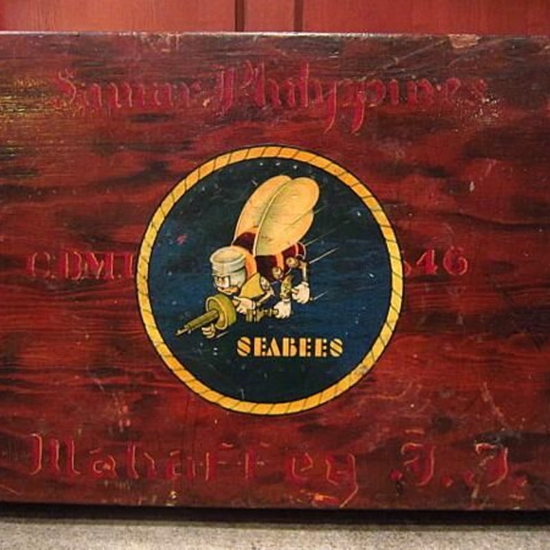 ビンテージ40's○SEABEESウッドトランク○odst 1940sミリタリー