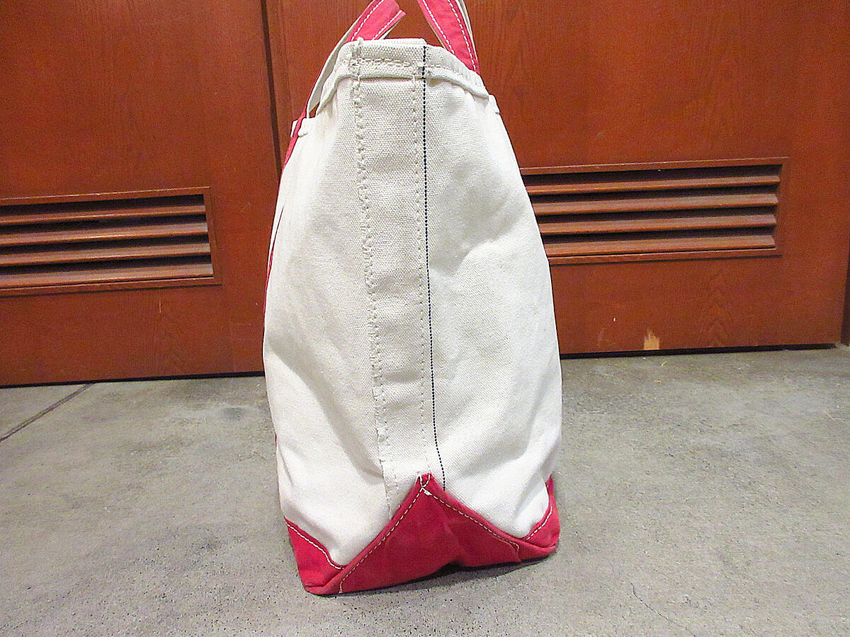 ビンテージ70's○L.L.Bean筆記体タグキャンバストートバッグ赤×白size