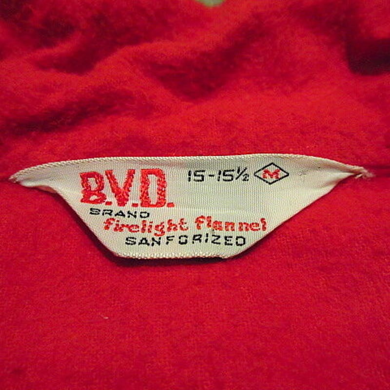 ビンテージ50's60's○B.V.D.トナカイワンポイント刺繍フランネル
