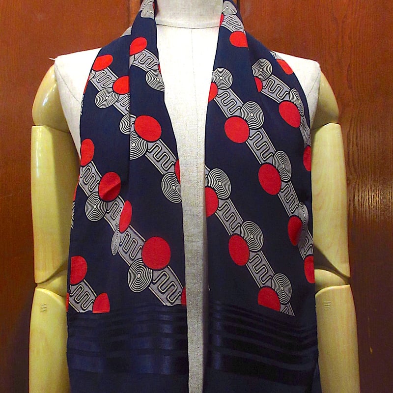 ビンテージ~40's○幾何学模様レーヨンストール○250426m4-scf