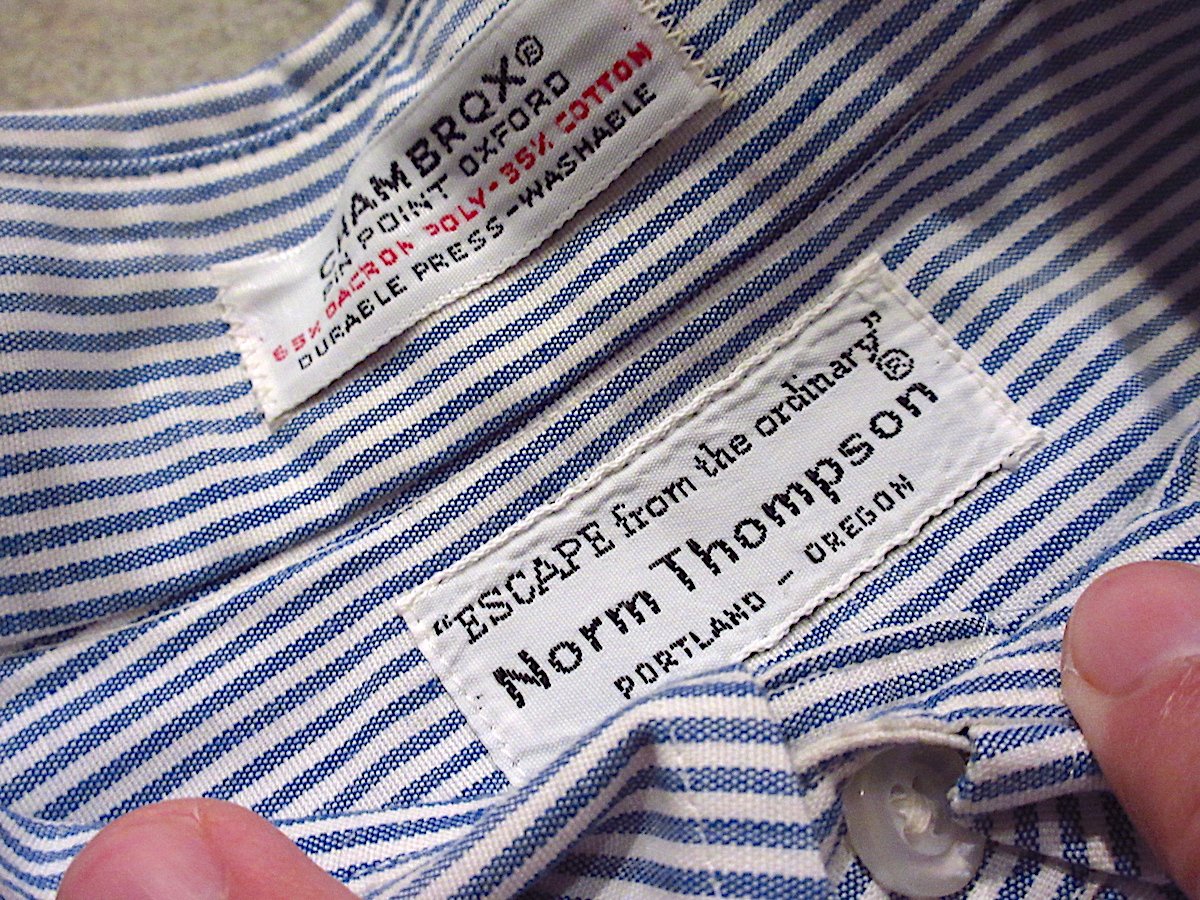 ビンテージ70's○Norm Thompsonストライプボタンダウンシャツsize 16