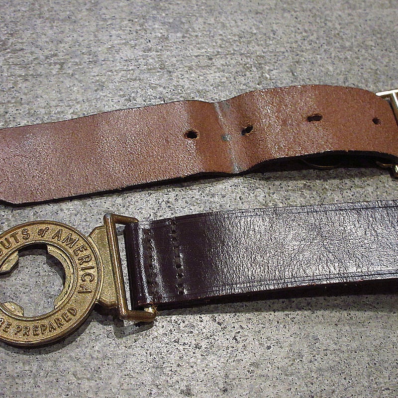 ビンテージ~60's○ボーイスカウトレザーベルト茶size 36○230220i2-blt