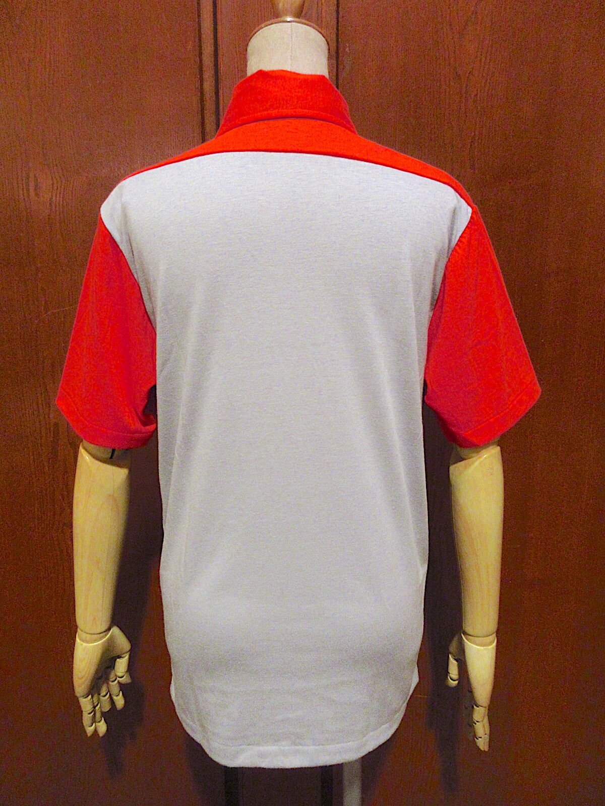 ビンテージ80's○DEADSTOCK Snap-onツートーンポロシャツグレー×赤size