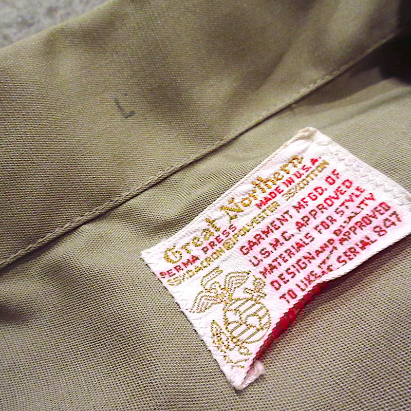 ビンテージ60's70's○USMC半袖オフィサーシャツカーキsize L○241005m3-