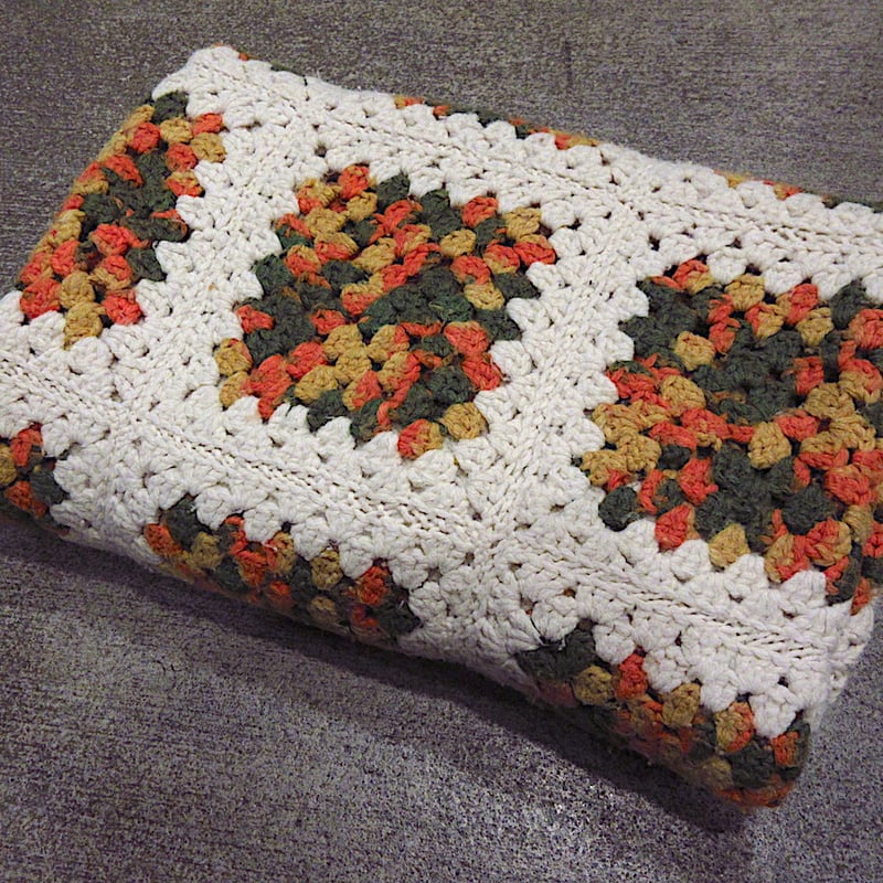 かぎ針編みブランケット ビンテージ○かぎ針編みブランケットsize約175 cm ×約117cm○231117c7-b