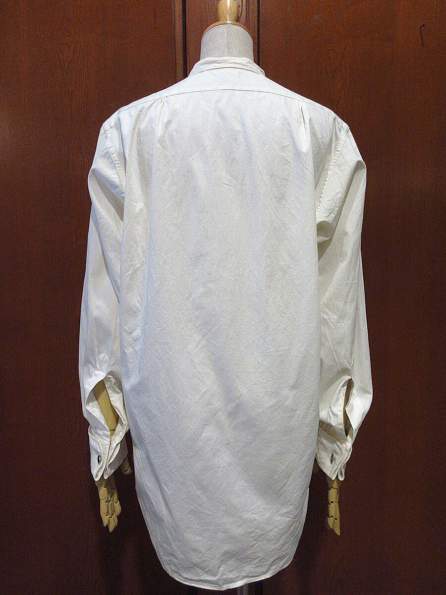 ビンテージ~40's○Manhattanフレンチカフスカラーレスドレスシャツ白 