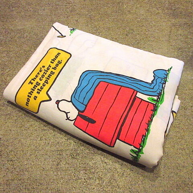 PEANUTS スヌーピー ベッドシーツ ビンテージ　70s ① PEANUTS スヌーピー ベッドシーツ ビンテージ 70s - メルカリ