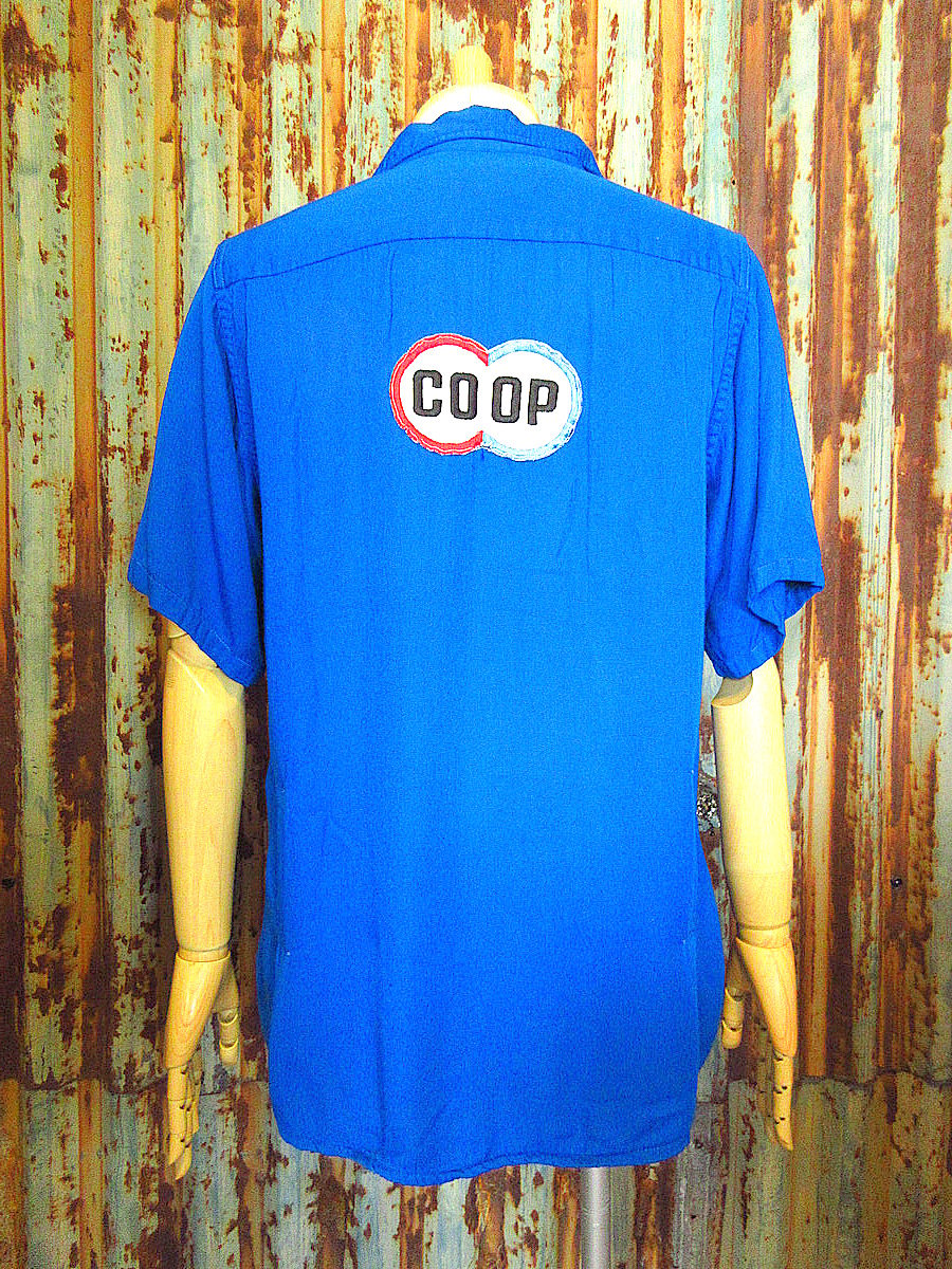 ブルー ビンテージボウリングシャツ 50s60s レーヨンシャツ  USED】50s ウェア・シャツ