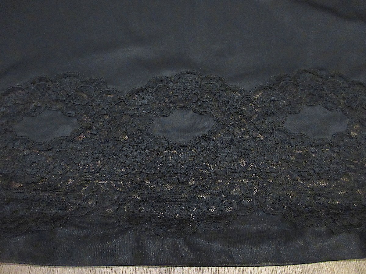ビンテージ~70's○レース刺繍柄キャミソールワンピース白×黒○250622n3
