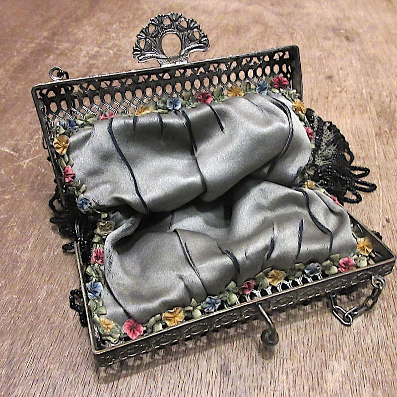 ビンテージ~1900's○ヴィクトリアンビーズがま口イブニングバッグ