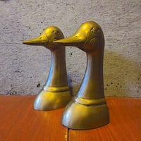 ビンテージ●バードモチーフメタルブックエンド2個セット●250721z7-obj鳥収納インテリア雑貨本オブジェ