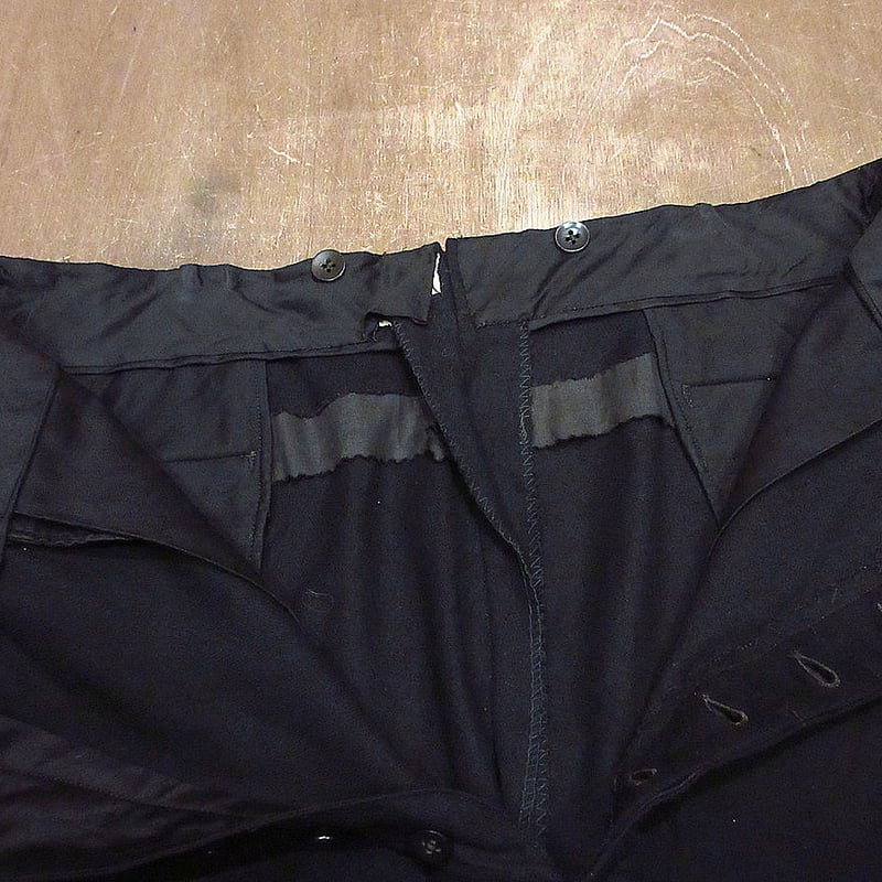 ビンテージ~30's○ボタンフライウールタキシードスラックス黒実寸W88cm