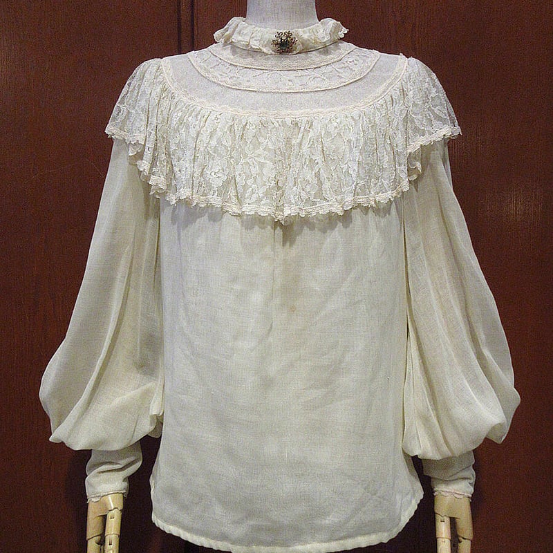 ビンテージ70's○GUNNE SAXレディースレース×シースルー長袖 ビンテージ70's○GUNNE SAXレディースレース×シースルー長袖