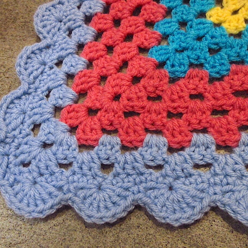 ビンテージ○かぎ針編みブランケットsize約88cm×約90cm○230112c6-blk