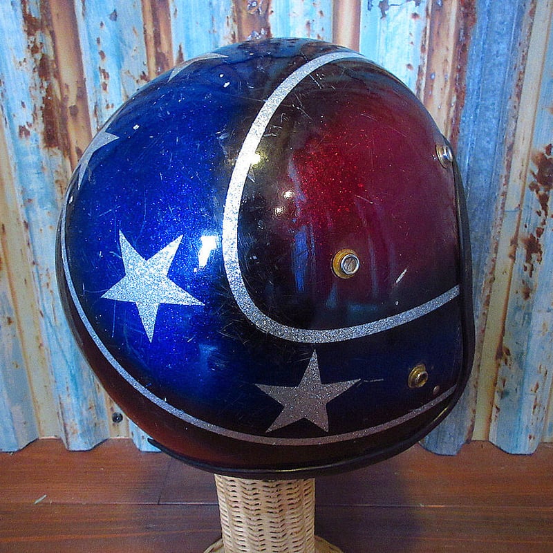 ビンテージ60's70's○星柄ジェットヘルメット○230716j1-hlmtバイカー