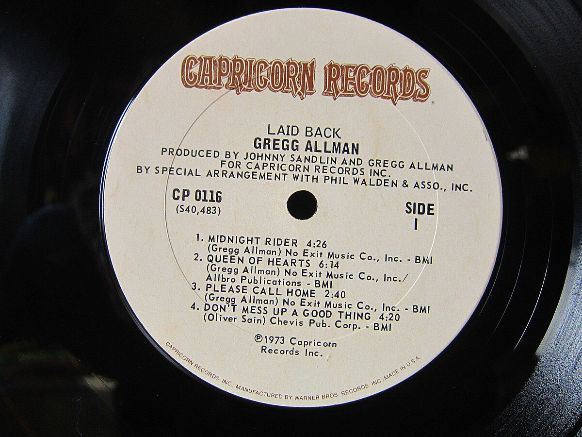 GREGG ALLMAN○LAID BACK CAPRICORN RECORDS CP 011