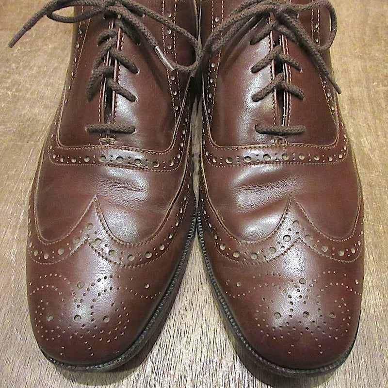 NUNNBUSH本革ウィングチップドレスシューズ 茶 26cm ビンテージ○NUNN-BUSHレザーウイングチップシューズ茶size 9 1/2