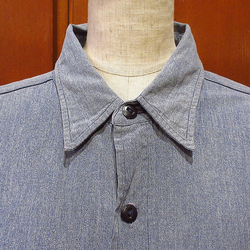 50s Vintage BIG MAC PENNEY’S マチ付き ワークシャツ ビンテージ50s○PENNEY'Sマチ付きシャンブレーワークシャツ青
