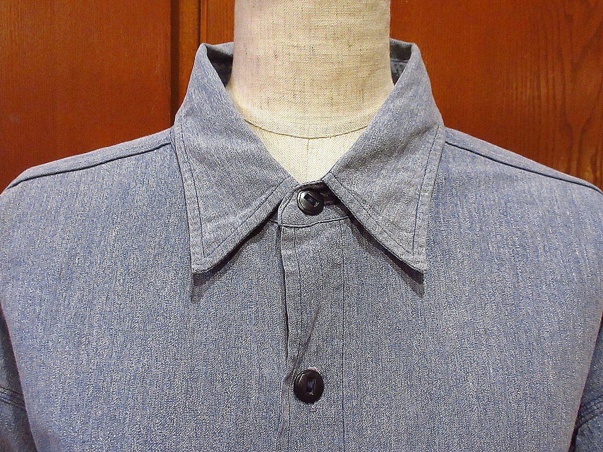 40s BIGMAC シャンブレーシャツ マチ付 ビンテージ40's○BIG MACマチ付きシャンブレーシャツsize 17○240314i2-