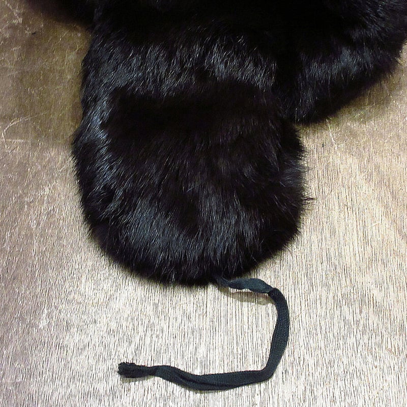 ビンテージ！ブラックリアルファーフライトキャップ ロシア帽 ビンテージ○ファーウシャンカ黒○231023i2-m-cp-otロシア帽