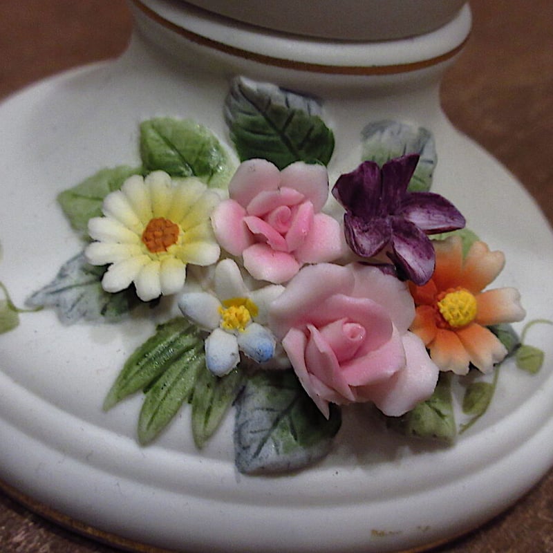 ビンテージ70's○Billionフラワーモチーフセラミックスタンドミラー