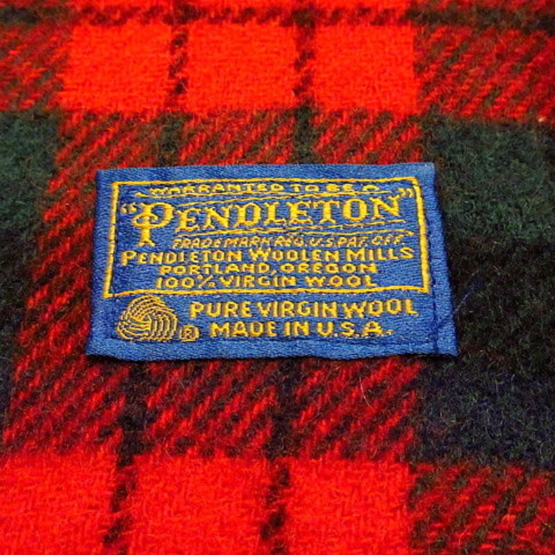 ビンテージ70's○PENDLETONタータンチェックウールブランケット赤