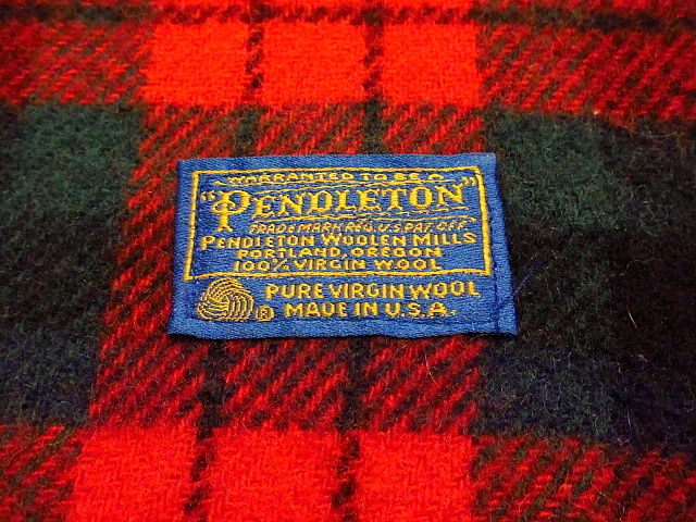 ビンテージ70's○PENDLETONタータンチェックウールブランケット赤