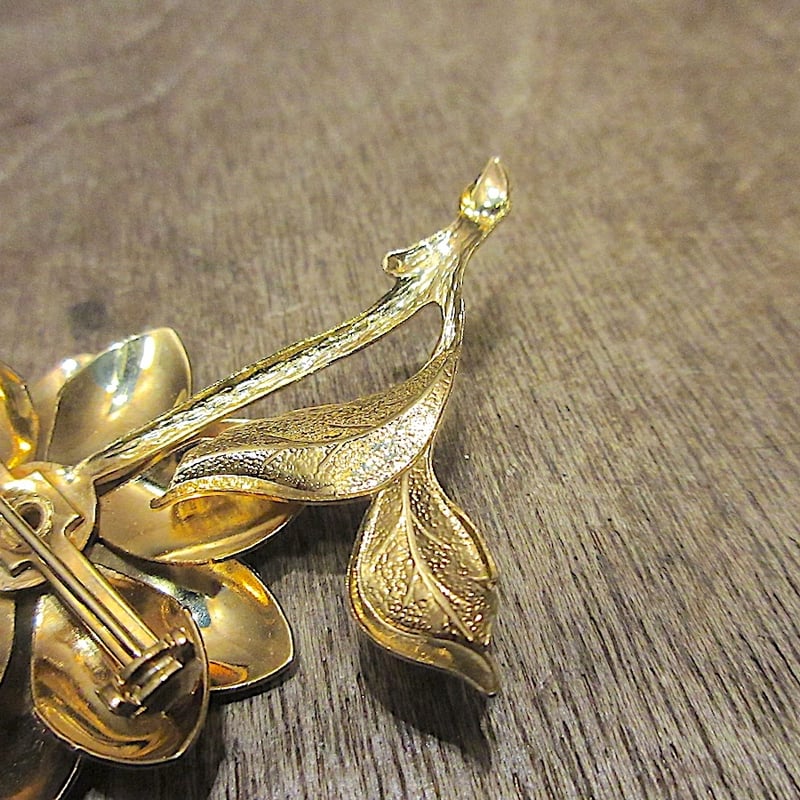 ビンテージ60's70's○フラワーブローチゴールド○251124z6-brc花レトロ