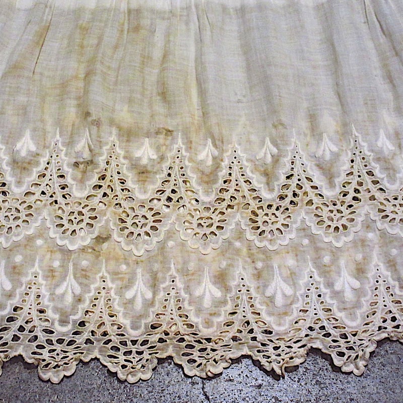 ビンテージ~20's○レース刺繍柄コットンキャミソールワンピース白×生成