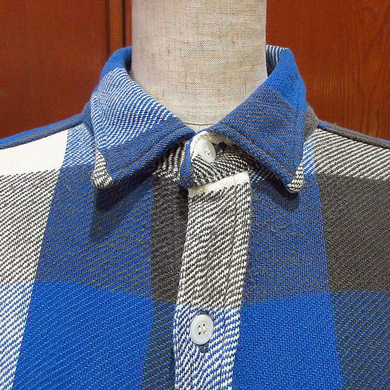 ビンテージ60's○WINTER Kingチェックヘビーネルシャツ青 ビンテージ60's○WINTER Kingチェックヘビーネルシャツ青