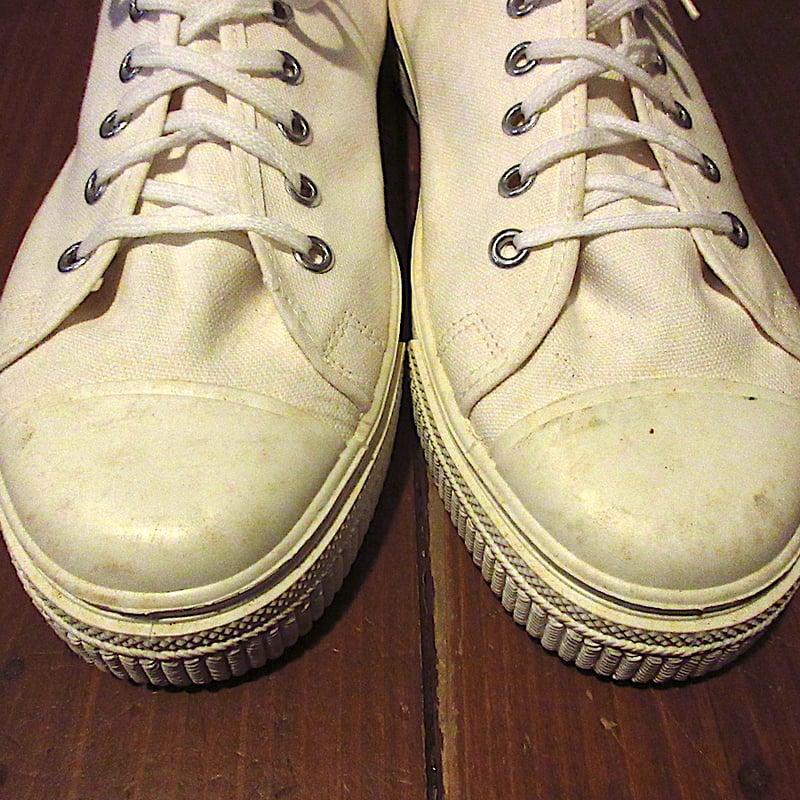 ビンテージ60's70's○DEADSTOCK キャンバススニーカー白size 10○2602