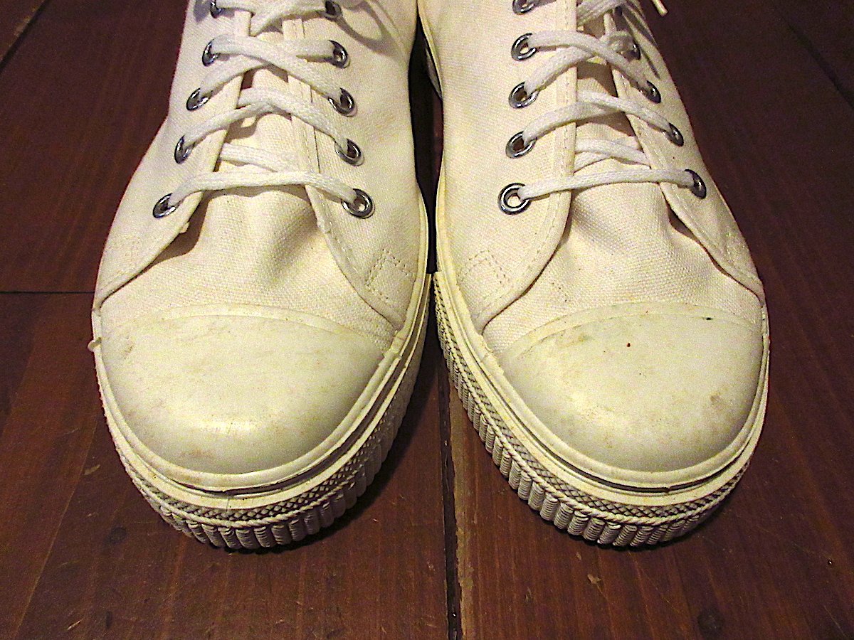 ビンテージ60's70's○DEADSTOCK キャンバススニーカー白size 10○2602