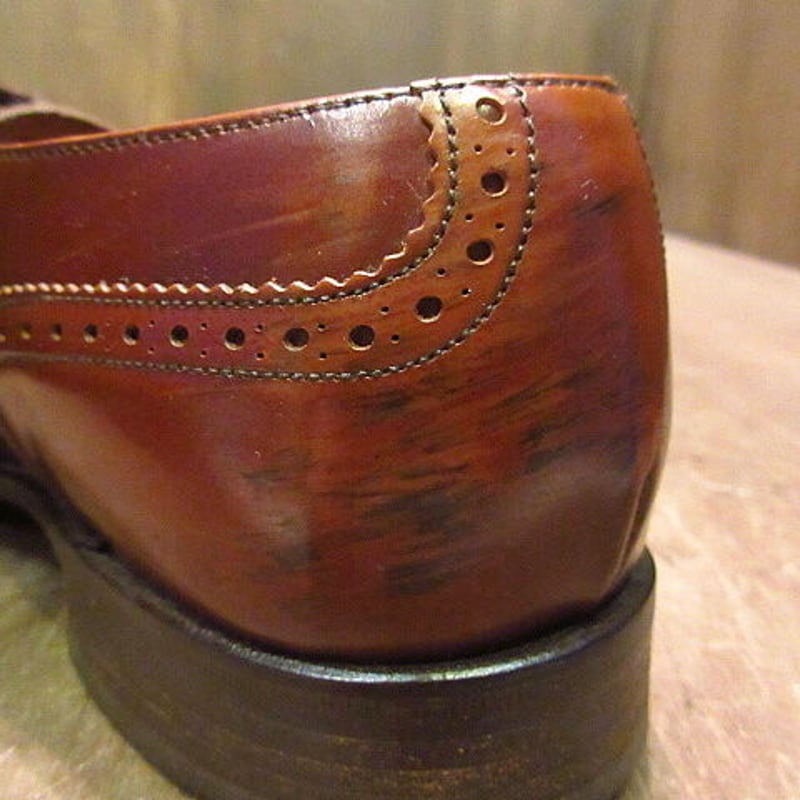ビンテージ80's○GRENSONウイングチップシューズ茶8 1/2 D○201119n6-m