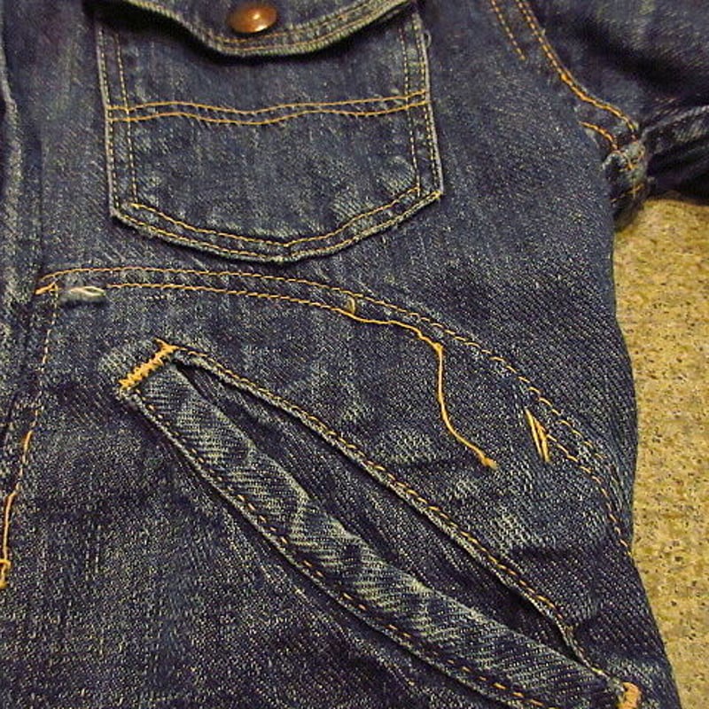 〈激レア〉60's Wrangler Blue Bell 縦ベル 60's Wrangler 縦ベル 11MJZ デニムJKT 味あり良雰囲気 表記(38