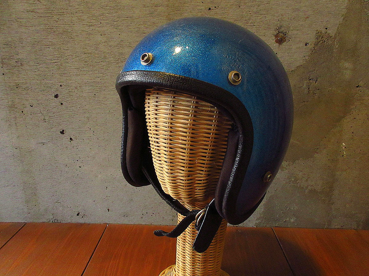 ビンテージ70's○PROTECジェットヘルメット青○240331j2-hlmt